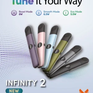 RELX Infinity 2 Device Singapore color options showing Black Sapphire, Bronze Dusk, Dark Asteroid, Meteor Flash, and Rose Gold. Shop the latest adjustable power vape online.