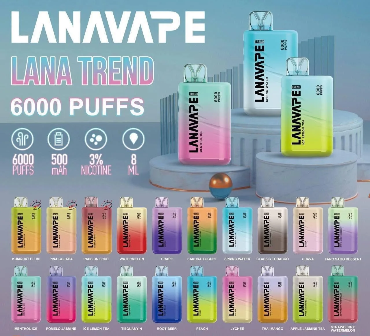 78589a898daa87a6ee069a17884ba56dac37bcdda478aae6adcffbf23f77db58 Lana Trend 6000 Puffs Rechargeable Disposable Vape Singapore Ready Stock