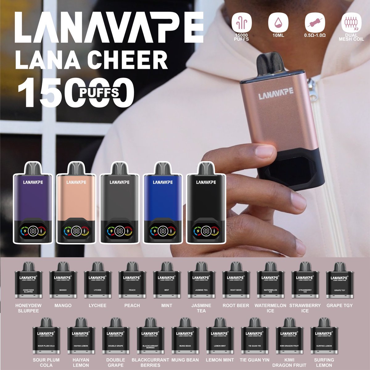 GveuGdPakAYr_5x Lana Cheer 15000 Puffs Battery Device 650mAh with Smart LED Screen Singapore