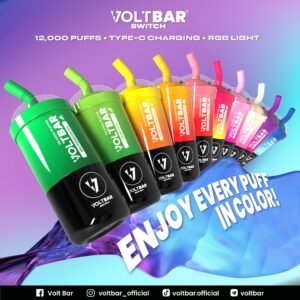 "Authentic Voltbar Switch 12000 Disposable Cartridge Pod in Singapore. High-puff vape pod system with multiple rich flavors (Grape Yakult, Watermelon Kiwi, Strawberry Apple & more). Fast SG vape delivery. Buy online at Vapetapesg